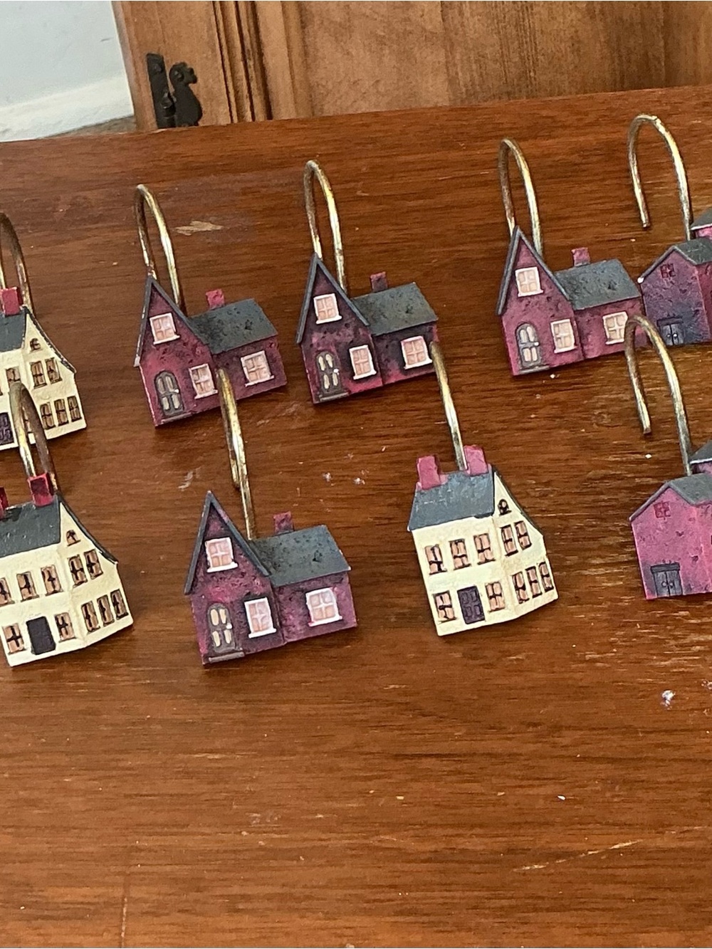 Avanti Simplify 12-Pc Shower Hooks Tonya Crawford Art Christmas Villages Barn
